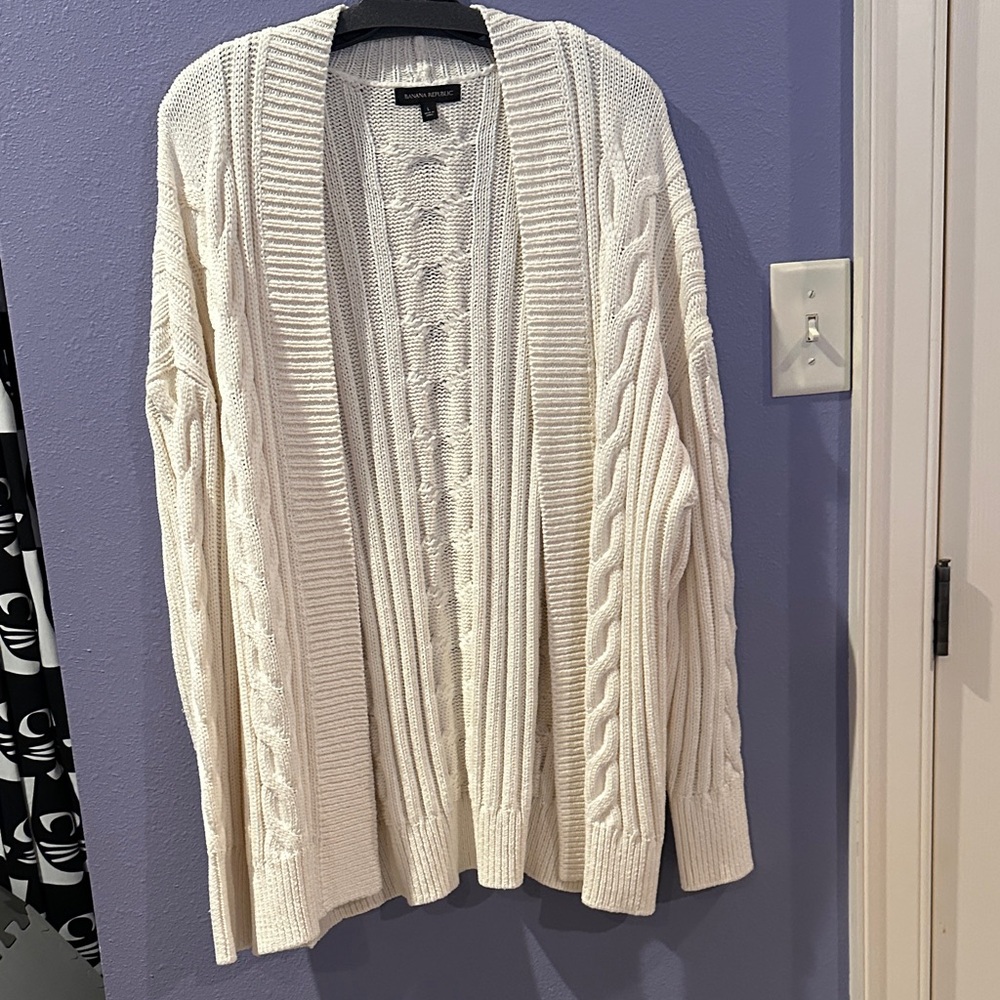 Banana Republic Chunky Cable Cardigan, Size L